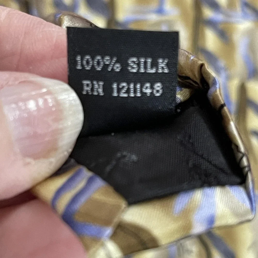 J Garcia Tie Mens One Size Gold Silk California Mission Geometric‎ Art Necktie